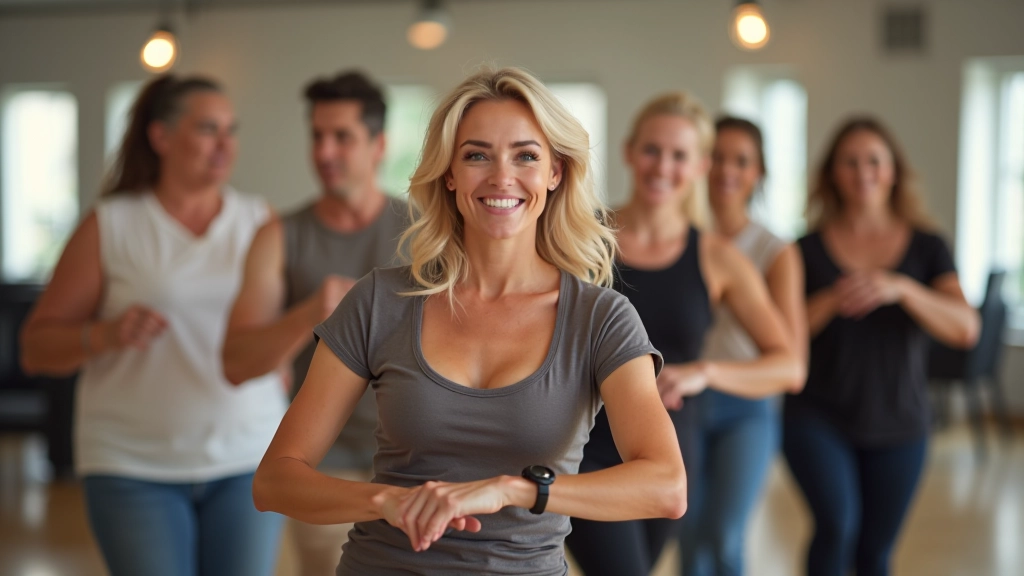 Grupo de dançarinos adultos praticando bachata num estúdio bem iluminado com espelhos